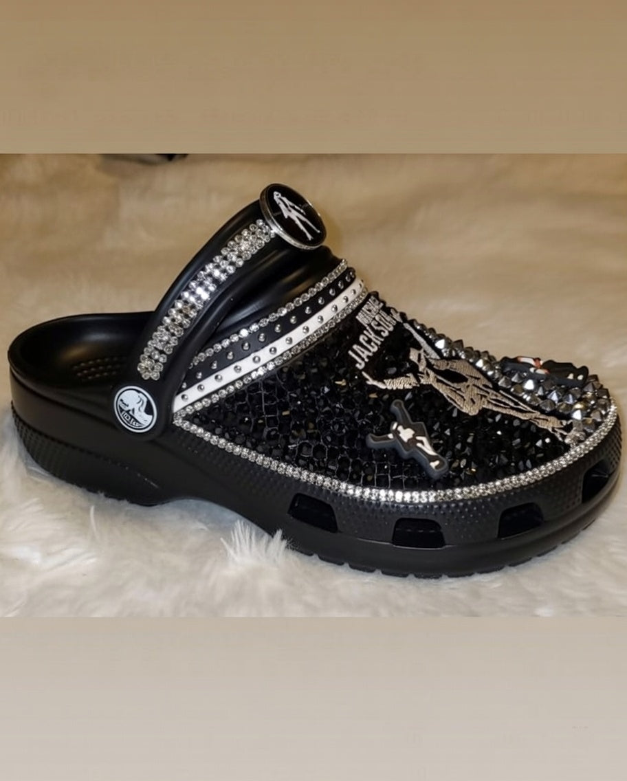 M.J King of Pop–Inspired Black Custom Clogs