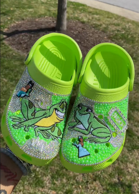 Neon Frog Bling Clogs