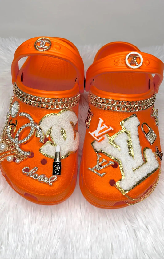 Orange Luxe Bling Clogs