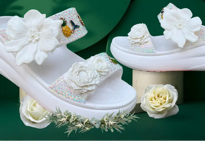 Women's Comfortable Two-Strap Sandals With Flower Charms