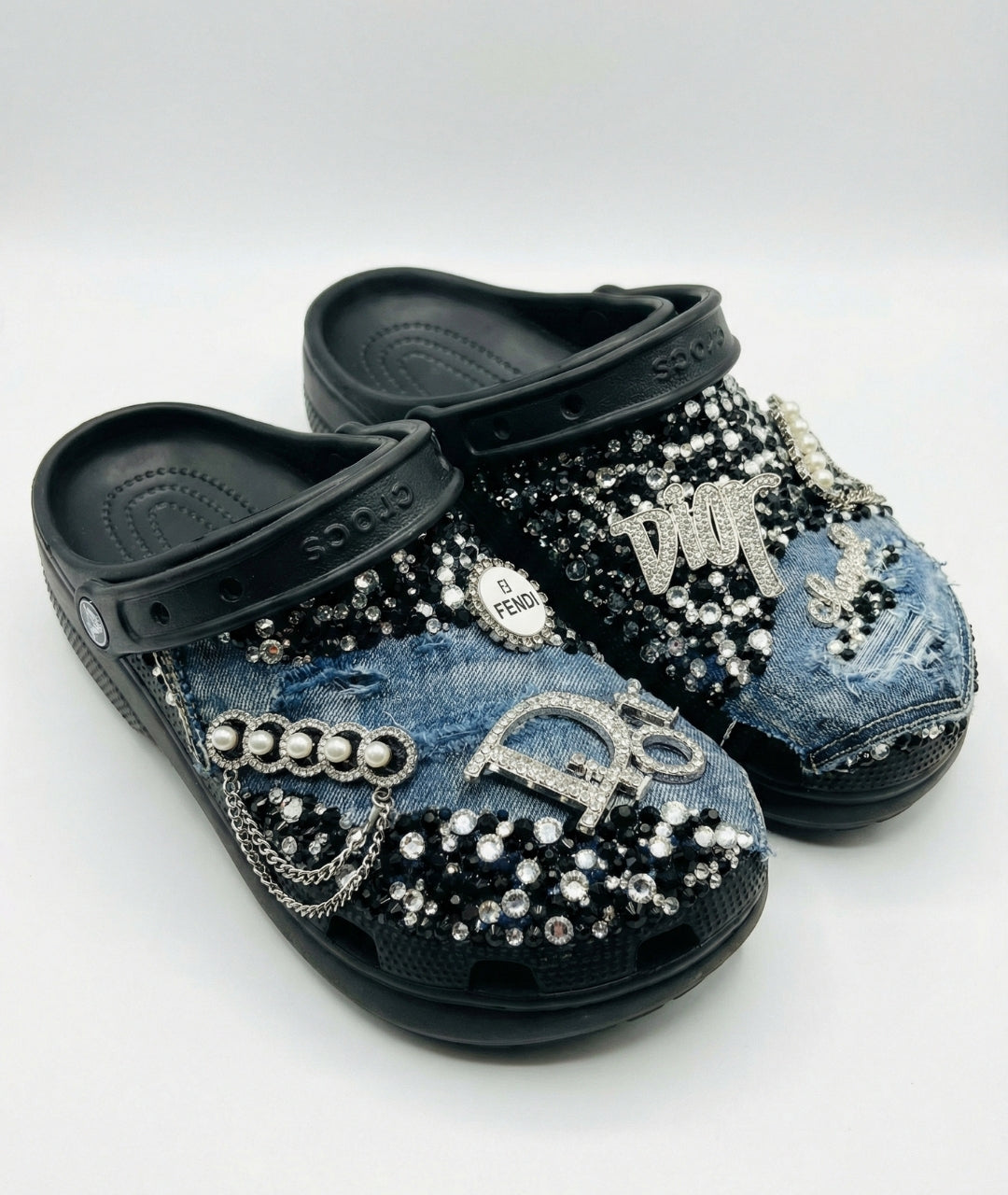 Custom Dior Diamond Edge Denim Clogs