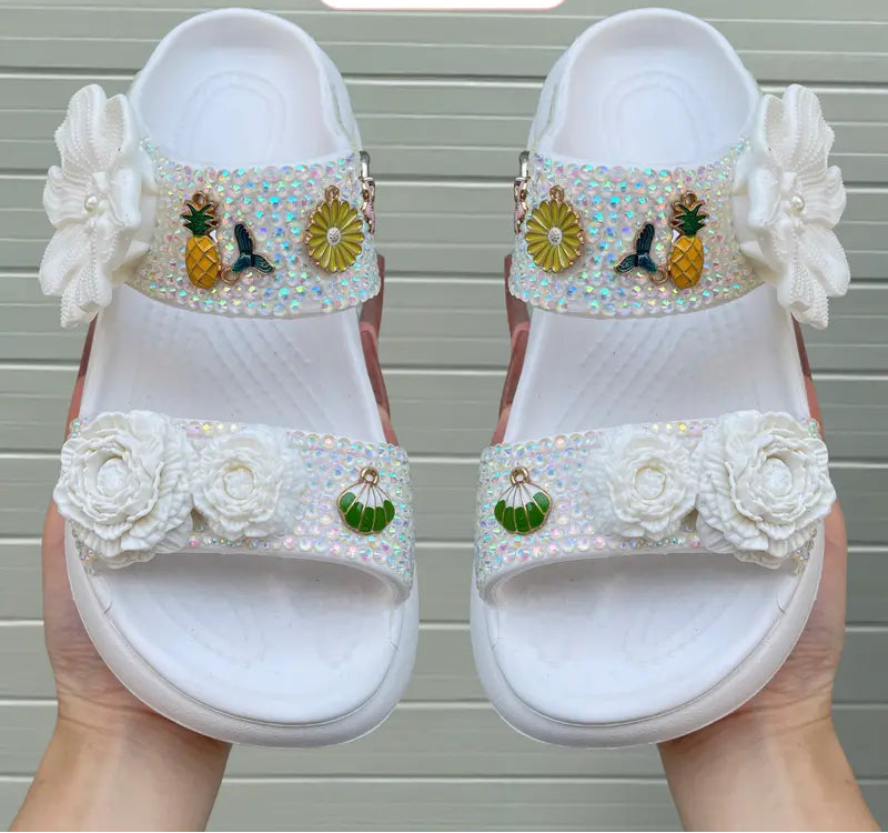 Women's Comfortable Two-Strap Sandals With Flower Charms