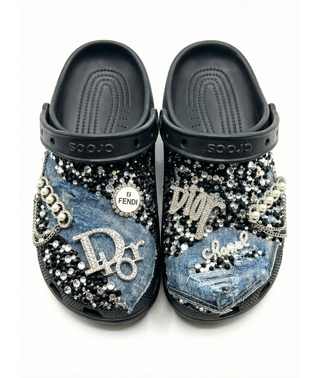 Custom Dior Diamond Edge Denim Clogs