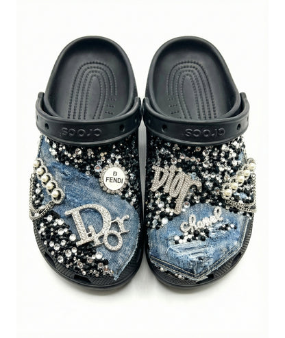 Custom Dior Diamond Edge Denim Clogs