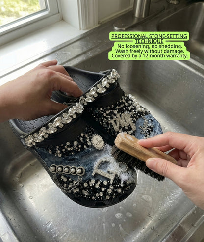 Custom Dior Diamond Edge Denim Clogs