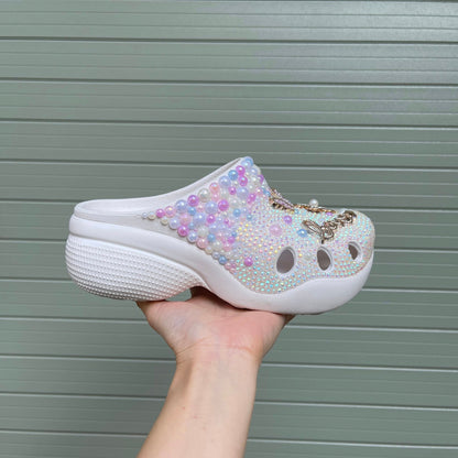 Women's Simple and Lightweight With Pearl Charm Clogs