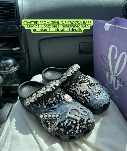 Custom Dior Diamond Edge Denim Clogs