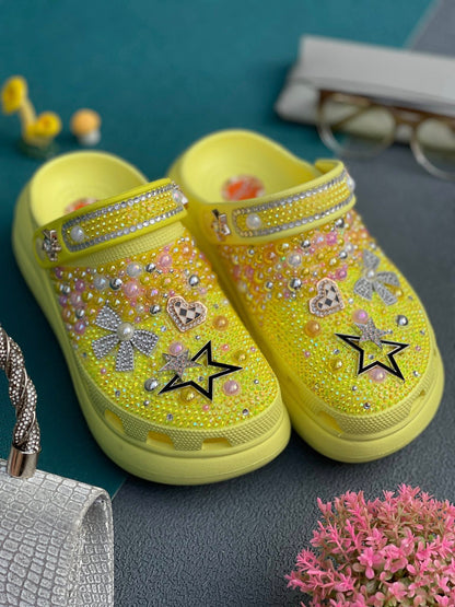 Women’s Bling & Bows Flowers Charm Clogs