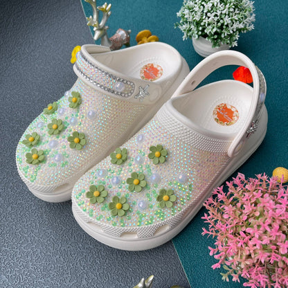 Women’s Bling & Flowers Charm Basic Clogs