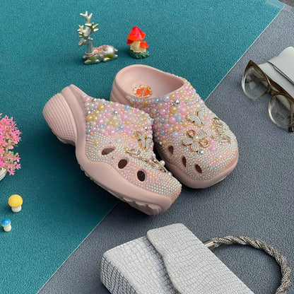 Women's Simple and Lightweight With Pearl Charm Clogs