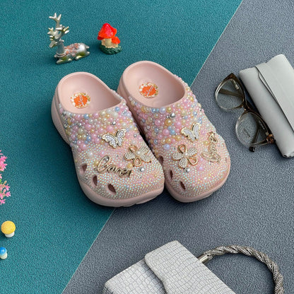 Women's Simple and Lightweight With Pearl Charm Clogs