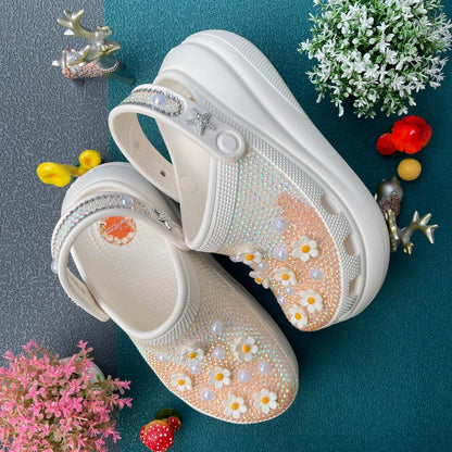 Women’s Bling & Flowers Charm Basic Clogs