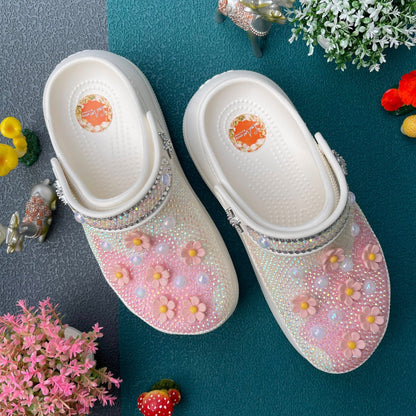 Women’s Bling & Flowers Charm Basic Clogs