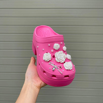 Women’s Bling Platform Clogs with Flower Charms