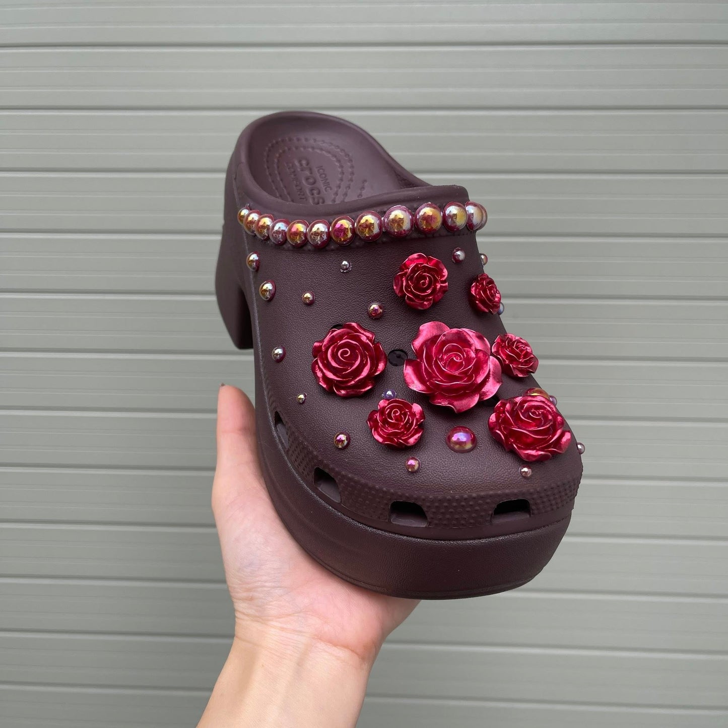 Women’s Bling Platform Clogs with Flower Charms