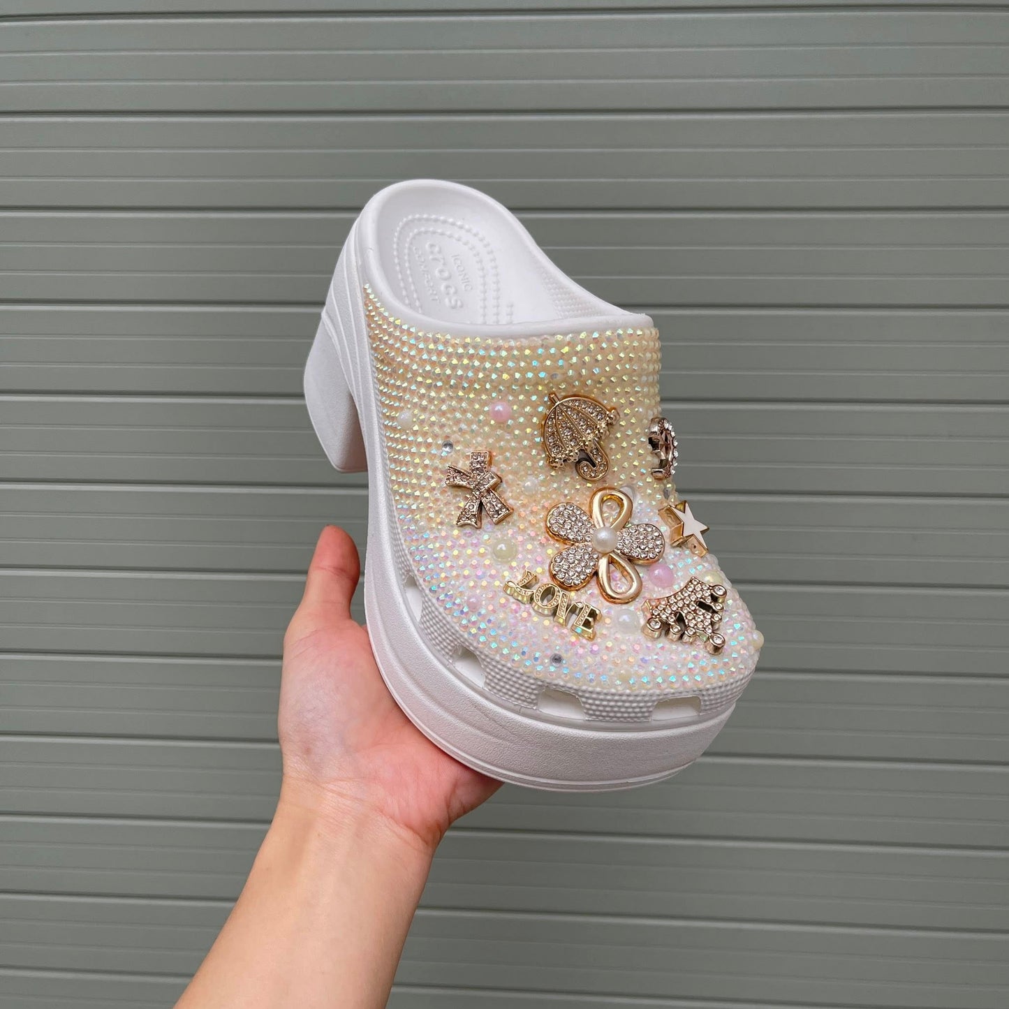 Women’s Bling Platform Clogs with Bow Charms