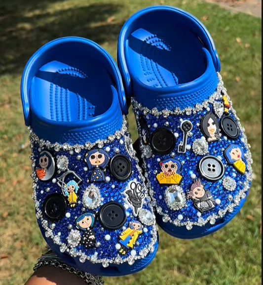 Blue Button Doll Charm Clogs – Coraline Inspired