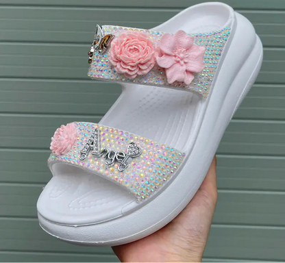 Women's Comfortable Two-Strap Sandals With Flower Charms