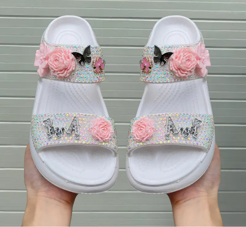 Women's Comfortable Two-Strap Sandals With Flower Charms