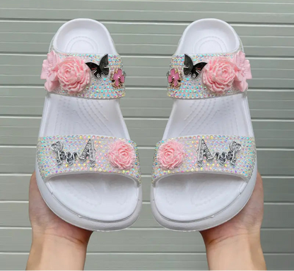 Women's Comfortable Two-Strap Sandals With Flower Charms