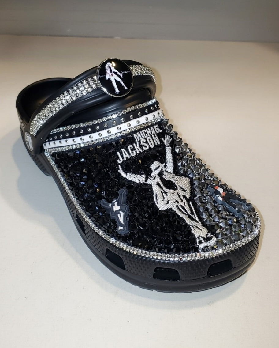 M.J King of Pop–Inspired Black Custom Clogs