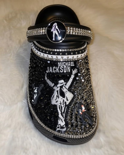 M.J King of Pop–Inspired Black Custom Clogs