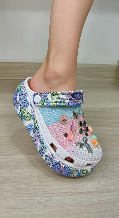 Women’s Butterfly Print & Charm Clogs