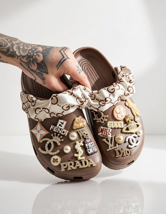 Coffee & Couture Luxury Vibes Charm Clogs