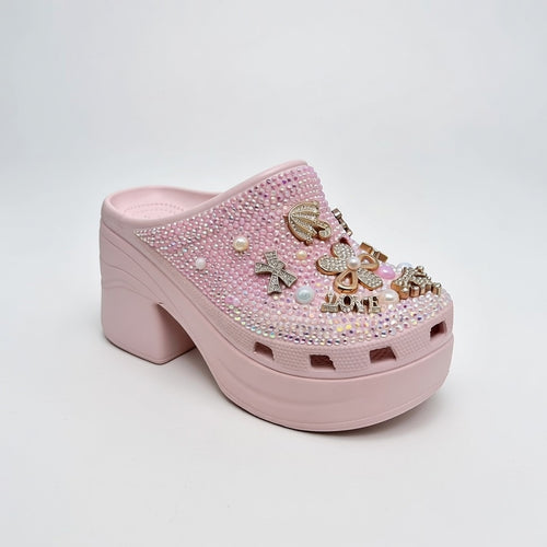 Women’s Bling Platform Clogs with Bow Charms