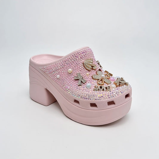 Women’s Bling Platform Clogs with Bow Charms