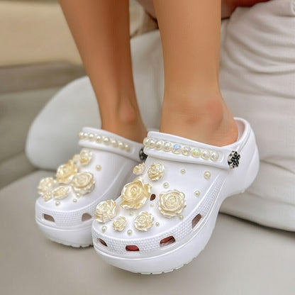 Women’s Luxury Pearl Floral Clogs