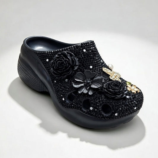 Women's Simple and Lightweight Bauhinia Flower Patterned Clogs